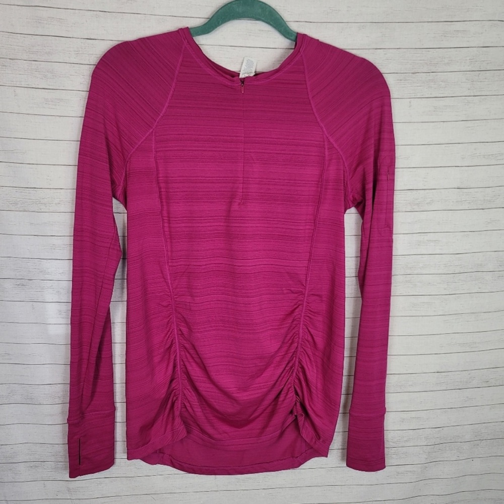 Athleta Pacifica Illume 1/4 Zip UPF 50 Rash Guard Swim Top Pink Medium